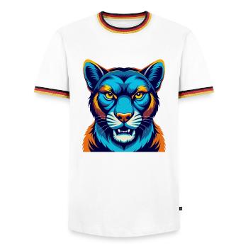 Cougar Colorful Kawaii Cartoon Character Clipart - Men's Ringer Shirt - white/tricolour - Front - AI Model Female 172 light (172cm) & AI Model Male 185 light (185cm)