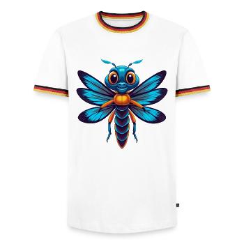 Libelle Bunte Kawaii Cartoon Figur Haustier - Männer Kontrast-T-Shirt - Weiß/Dreifarbig - Vorne - AI Model Female 172 light (172cm) & AI Model Male 185 light (185cm)