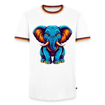 Elefant Bunte Kawaii Cartoon Figur Clipart - Männer Kontrast-T-Shirt - Weiß/Dreifarbig - Vorne - AI Model Female 172 light (172cm) & AI Model Male 185 light (185cm)