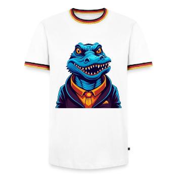 Krokodil Bunt Kawaii Cartoon Charakter Haustier - Männer Kontrast-T-Shirt - Weiß/Dreifarbig - Vorne - AI Model Female 172 light (172cm) & AI Model Male 185 light (185cm)