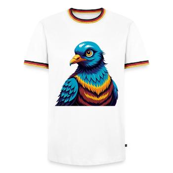 Taube Bunte Kawaii Cartoon Figur Clipart - Männer Kontrast-T-Shirt - Weiß/Dreifarbig - Vorne - AI Model Female 172 light (172cm) & AI Model Male 185 light (185cm)