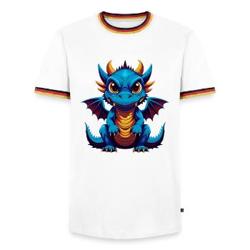 Dragon Colorful Kawaii Cartoon Character Clipart - Men's Ringer Shirt - white/tricolour - Front - AI Model Female 172 light (172cm) & AI Model Male 185 light (185cm)