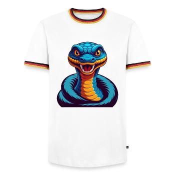 Anaconda Colorful Kawaii Cartoon Character Clipart - Men's Ringer Shirt - white/tricolour - Front - AI Model Female 172 light (172cm) & AI Model Male 185 light (185cm)