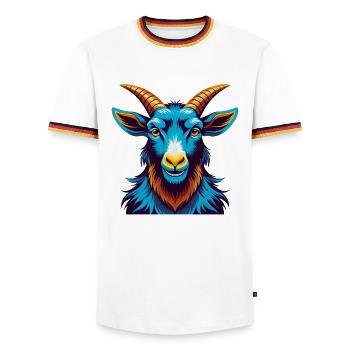 Goat Colorful Kawaii Cartoon Character Clipart - Men's Ringer Shirt - white/tricolour - Front - AI Model Female 172 light (172cm) & AI Model Male 185 light (185cm)