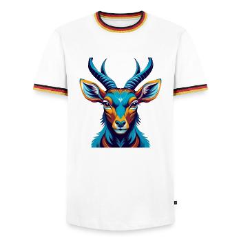 Impala Bunte Kawaii Cartoon Figur Clipart - Männer Kontrast-T-Shirt - Weiß/Dreifarbig - Vorne - AI Model Female 172 light (172cm) & AI Model Male 185 light (185cm)
