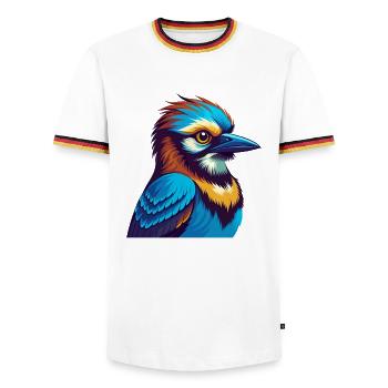 Jay Bird Colorful Kawaii Cartoon Character Clipart - Men's Ringer Shirt - white/tricolour - Front - AI Model Female 172 light (172cm) & AI Model Male 185 light (185cm)