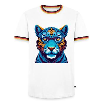 Jaguar Bunte Kawaii Cartoon Charakter Clipart - Männer Kontrast-T-Shirt - Weiß/Dreifarbig - Vorne - AI Model Female 172 light (172cm) & AI Model Male 185 light (185cm)