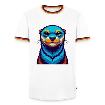 loutre coloré kawaii dessin animé personnage clipart - T-shirt contrasté Homme - blanc/tricolore - Devant - AI Model Female 172 light (172cm) & AI Model Male 185 light (185cm)