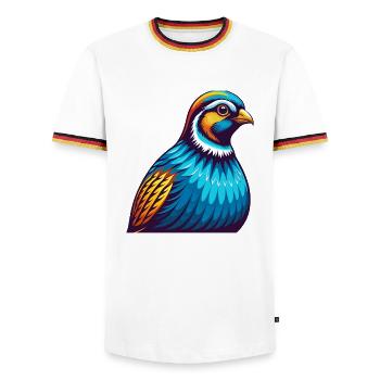 Rebhuhn Bunte Kawaii Cartoon Figur Haustier - Männer Kontrast-T-Shirt - Weiß/Dreifarbig - Vorne - AI Model Female 172 light (172cm) & AI Model Male 185 light (185cm)