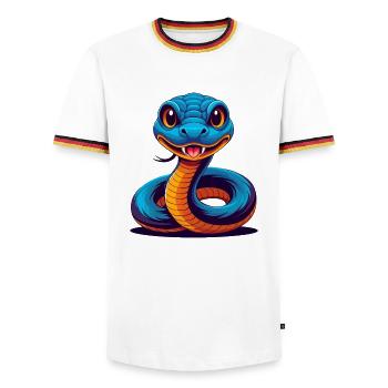 Snake Colorful Kawaii Cartoon Character Clipart - Men's Ringer Shirt - white/tricolour - Front - AI Model Female 172 light (172cm) & AI Model Male 185 light (185cm)