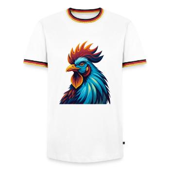 Hahn Bunte Kawaii Cartoon Figur Clipart - Männer Kontrast-T-Shirt - Weiß/Dreifarbig - Vorne - AI Model Female 172 light (172cm) & AI Model Male 185 light (185cm)