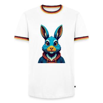 Rabbit Colorful Kawaii Cartoon Character Clipart - Men's Ringer Shirt - white/tricolour - Front - AI Model Female 172 light (172cm) & AI Model Male 185 light (185cm)