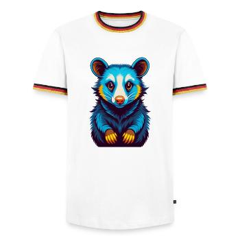 Possum Colorful Kawaii Cartoon Character Clipart - Men's Ringer Shirt - white/tricolour - Front - AI Model Female 172 light (172cm) & AI Model Male 185 light (185cm)
