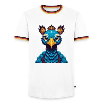 Peacock Colorful Kawaii Cartoon Character Clipart - Men's Ringer Shirt - white/tricolour - Front - AI Model Female 172 light (172cm) & AI Model Male 185 light (185cm)