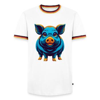 Schwein Bunte Kawaii Cartoon Figur Clipart - Männer Kontrast-T-Shirt - Weiß/Dreifarbig - Vorne - AI Model Female 172 light (172cm) & AI Model Male 185 light (185cm)