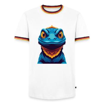 Lizard Colorful Kawaii Cartoon Character Clipart - Men's Ringer Shirt - white/tricolour - Front - AI Model Female 172 light (172cm) & AI Model Male 185 light (185cm)