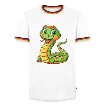 Snake Cute Cartoon Character Kawaii Clipart - Men's Ringer Shirt - white/tricolour - Front - AI Model Female 172 light (172cm) & AI Model Male 185 light (185cm)