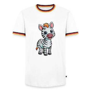 Zebra Cute Cartoon Character Kawaii Clipart - Men's Ringer Shirt - white/tricolour - Front - AI Model Female 172 light (172cm) & AI Model Male 185 light (185cm)