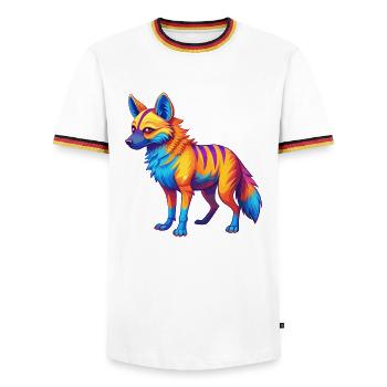 Aardwolf coloré Kawaii Dessin animé Personnage Clipart - T-shirt contrasté Homme - blanc/tricolore - Devant - AI Model Female 172 light (172cm) & AI Model Male 185 light (185cm)