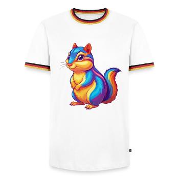 Chipmunk Bunte Kawaii Cartoon Figur Clipart - Männer Kontrast-T-Shirt - Weiß/Dreifarbig - Vorne - AI Model Female 172 light (172cm) & AI Model Male 185 light (185cm)