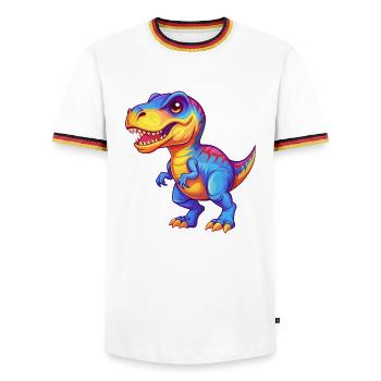 dinosaure coloré kawaii personnage de dessin animé clipart - T-shirt contrasté Homme - blanc/tricolore - Devant - AI Model Female 172 light (172cm) & AI Model Male 185 light (185cm)