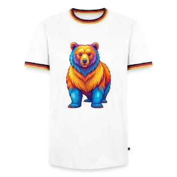 Bear Colorful Kawaii Cartoon Character Clipart - Men's Ringer Shirt - white/tricolour - Front - AI Model Female 172 light (172cm) & AI Model Male 185 light (185cm)