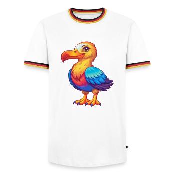 Albatross Colorful Kawaii Cartoon Character Animal - Men's Ringer Shirt - white/tricolour - Front - AI Model Female 172 light (172cm) & AI Model Male 185 light (185cm)