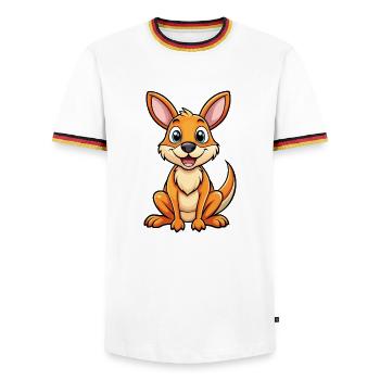 Kangourou Mignon Personnage De Dessin Animé Kawaii Clipart - T-shirt contrasté Homme - blanc/tricolore - Devant - AI Model Female 172 light (172cm) & AI Model Male 185 light (185cm)