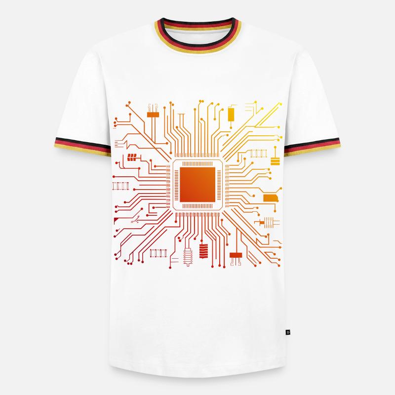 Tech Computer Motherboard Abstract Microchip - Men's Ringer Shirt - white/tricolour