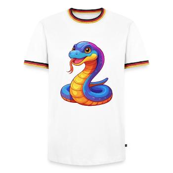 Snake Colorful Kawaii Cartoon Character Clipart - Men's Ringer Shirt - white/tricolour - Front - AI Model Female 172 light (172cm) & AI Model Male 185 light (185cm)