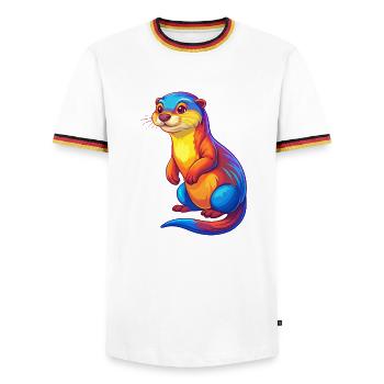 Otter Bunte Kawaii Cartoon Figur Clipart - Männer Kontrast-T-Shirt - Weiß/Dreifarbig - Vorne - AI Model Female 172 light (172cm) & AI Model Male 185 light (185cm)