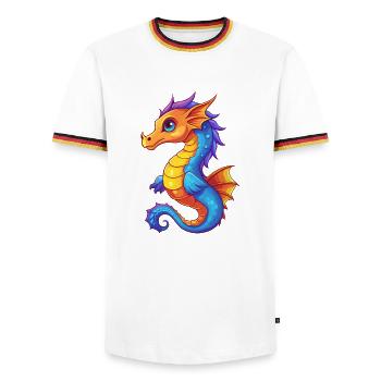 Sea Dragon Colorful Kawaii Cartoon Sea Animal - Men's Ringer Shirt - white/tricolour - Front - AI Model Female 172 light (172cm) & AI Model Male 185 light (185cm)