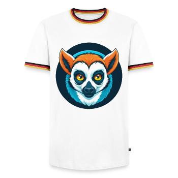 Lemur Cute Kawaii Cartoon Clipart Animal Pet Logo - Men's Ringer Shirt - white/tricolour - Front - AI Model Female 172 light (172cm) & AI Model Male 185 light (185cm)