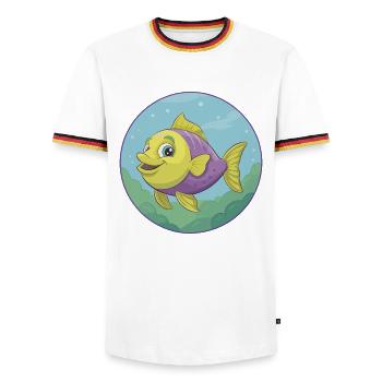 Fish Cute Kawaii Cartoon Clipart Animal Pet - Men's Ringer Shirt - white/tricolour - Front - AI Model Female 172 light (172cm) & AI Model Male 185 light (185cm)