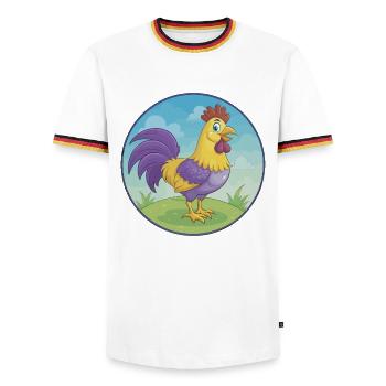 Hahn Niedlich Kawaii Cartoon Clipart Tier Haustier - Männer Kontrast-T-Shirt - Weiß/Dreifarbig - Vorne - AI Model Female 172 light (172cm) & AI Model Male 185 light (185cm)