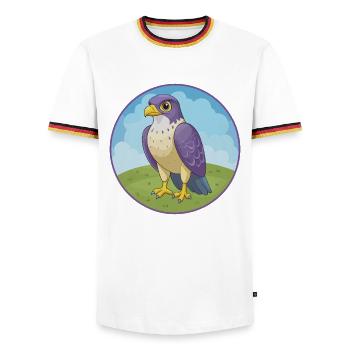 Falcon Cute Kawaii Cartoon Clipart Animal Pet - Men's Ringer Shirt - white/tricolour - Front - AI Model Female 172 light (172cm) & AI Model Male 185 light (185cm)