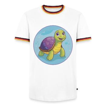Turtle Cute Kawaii Cartoon Clipart Animal Pet - Men's Ringer Shirt - white/tricolour - Front - AI Model Female 172 light (172cm) & AI Model Male 185 light (185cm)