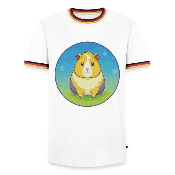Cochon d’Inde mignon Kawaii dessin animé Clipart Animal de compagnie - T-shirt contrasté Homme - blanc/tricolore - Devant - AI Model Female 172 light (172cm) & AI Model Male 185 light (185cm)