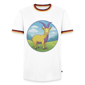 Ibex Cute Kawaii Cartoon Clipart Animal Pet - Men's Ringer Shirt - white/tricolour - Front - AI Model Female 172 light (172cm) & AI Model Male 185 light (185cm)