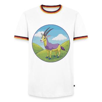 Oryx mignon kawaii dessin animé Clipart animal de compagnie - T-shirt contrasté Homme - blanc/tricolore - Devant - AI Model Female 172 light (172cm) & AI Model Male 185 light (185cm)