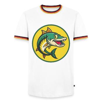 Barracuda Mignon Kawaii Dessin animé Clipart Animal de compagnie - T-shirt contrasté Homme - blanc/tricolore - Devant - AI Model Female 172 light (172cm) & AI Model Male 185 light (185cm)