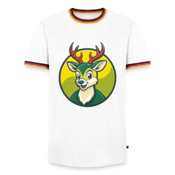Deer Cute Kawaii Cartoon Clipart Pet Animal - Men's Ringer Shirt - white/tricolour - Front - AI Model Female 172 light (172cm) & AI Model Male 185 light (185cm)