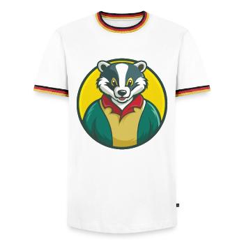 blaireau mignon kawaii dessin animé clipart animal de compagnie - T-shirt contrasté Homme - blanc/tricolore - Devant - AI Model Female 172 light (172cm) & AI Model Male 185 light (185cm)