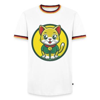 Kitten Cute Kawaii Cartoon Clipart Pet Animal - Men's Ringer Shirt - white/tricolour - Front - AI Model Female 172 light (172cm) & AI Model Male 185 light (185cm)