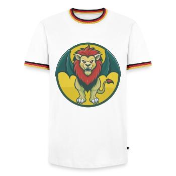 Manticore mignon Kawaii dessin animé Clipart Animal de compagnie - T-shirt contrasté Homme - blanc/tricolore - Devant - AI Model Female 172 light (172cm) & AI Model Male 185 light (185cm)