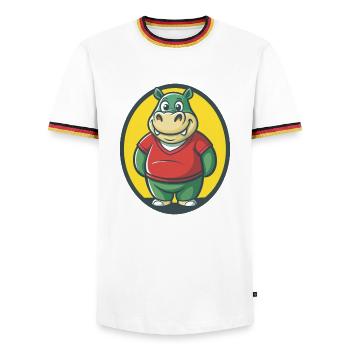 Hippo Cute Kawaii Cartoon Clipart Pet Animal - Men's Ringer Shirt - white/tricolour - Front - AI Model Female 172 light (172cm) & AI Model Male 185 light (185cm)