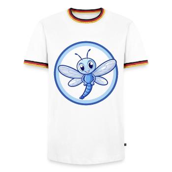 Libelle Blau Kawaii Cartoon Charakter Clipart - Männer Kontrast-T-Shirt - Weiß/Dreifarbig - Vorne - AI Model Female 172 light (172cm) & AI Model Male 185 light (185cm)