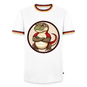 Komodo Dragon Colorful Kawaii Cartoon Clipart Pet - Men's Ringer Shirt - white/tricolour - Front - AI Model Female 172 light (172cm) & AI Model Male 185 light (185cm)