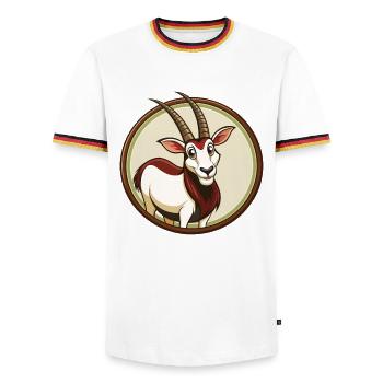 Oryx coloré Kawaii dessin animé personnage Clipart Animal de compagnie - T-shirt contrasté Homme - blanc/tricolore - Devant - AI Model Female 172 light (172cm) & AI Model Male 185 light (185cm)