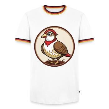 Rebhuhn Bunte Kawaii Cartoon Figur Haustier - Männer Kontrast-T-Shirt - Weiß/Dreifarbig - Vorne - AI Model Female 172 light (172cm) & AI Model Male 185 light (185cm)